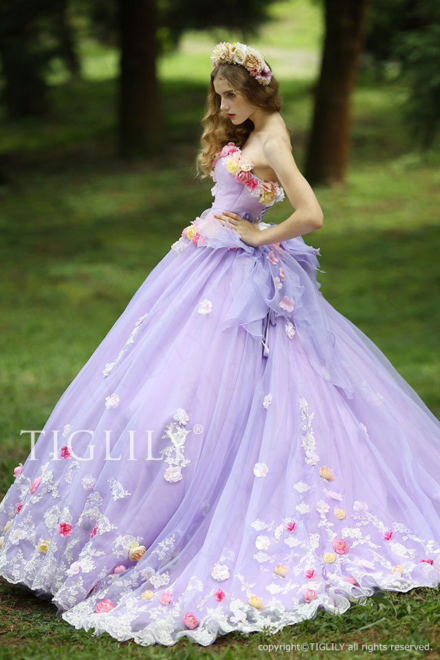 TIGLILY】ウエディングドレス＿カラードレス＿花ドレス（c116pk）